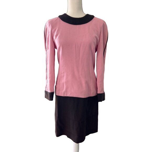 CAROLINA HERRERA Womens Vintage 100% Wool Colorblock Dress Size XS - Picture 2 of 5